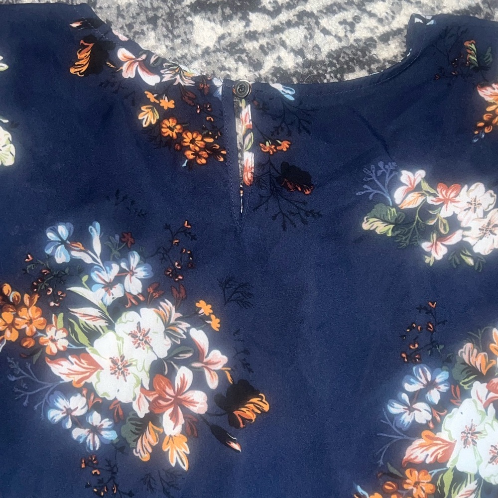Sweet Rain Navy Blue Floral Blouse - Picture 6 of 6